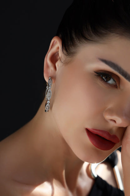 Dewdrops Ellipse Stone Embellished Hoops 