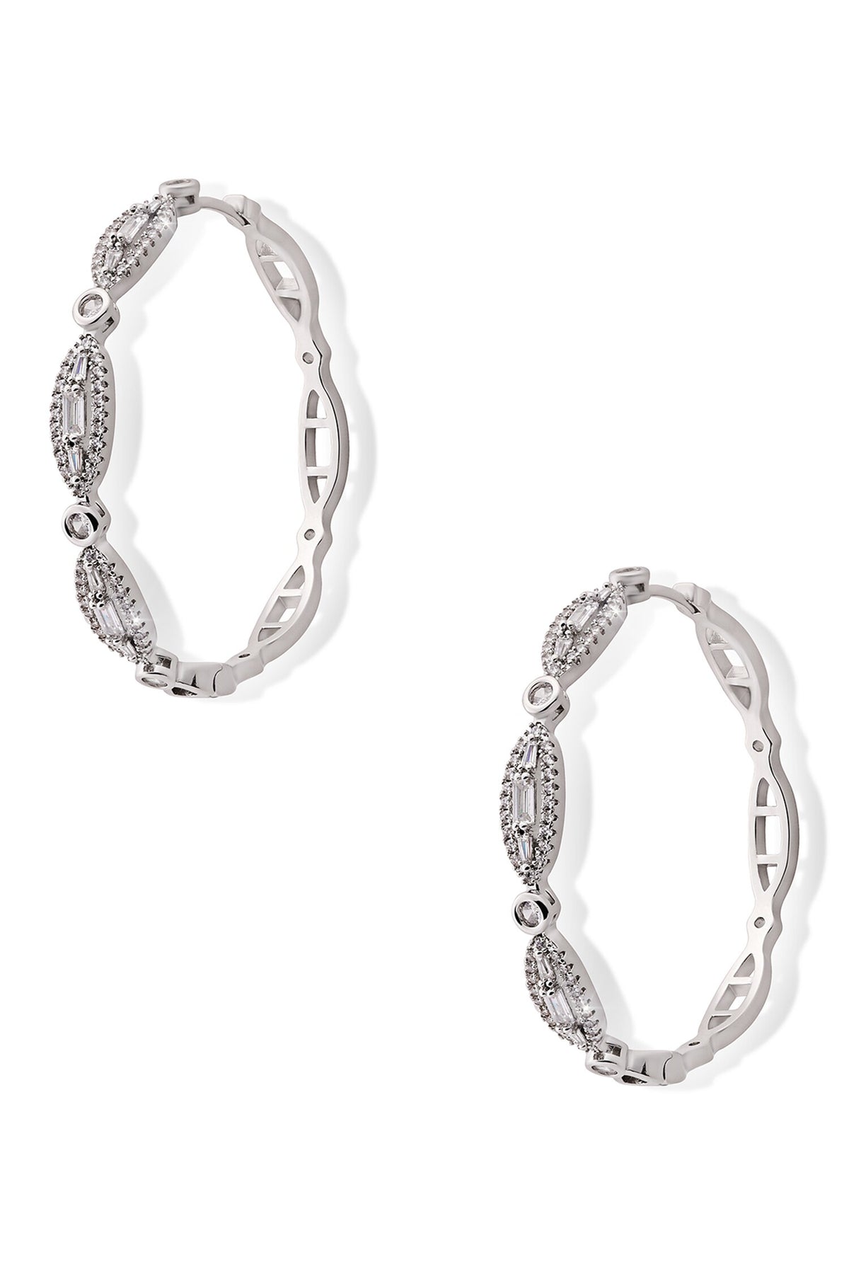 Dewdrops Ellipse Stone Embellished Hoops 