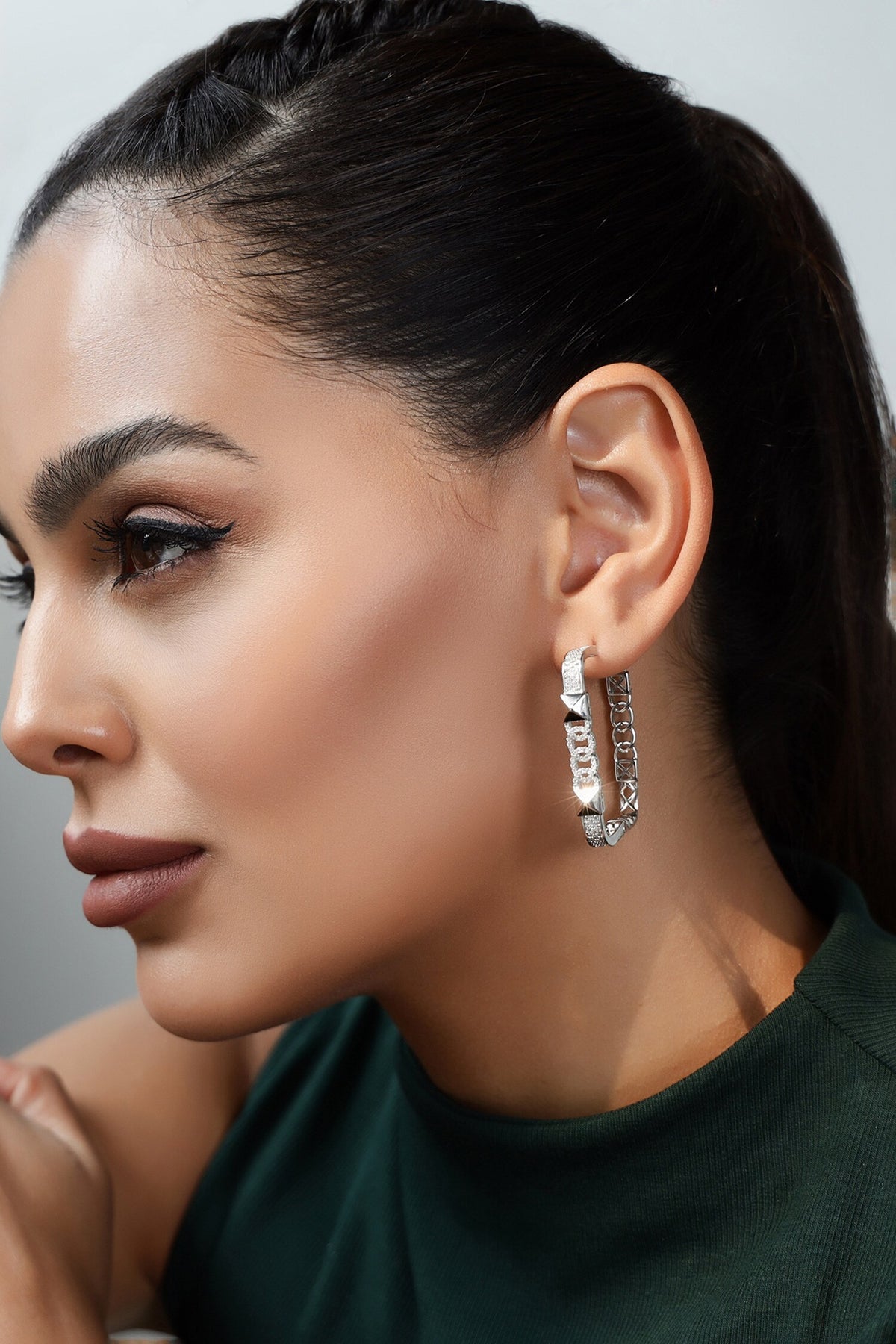 Willows Veil Embellished Hoops 