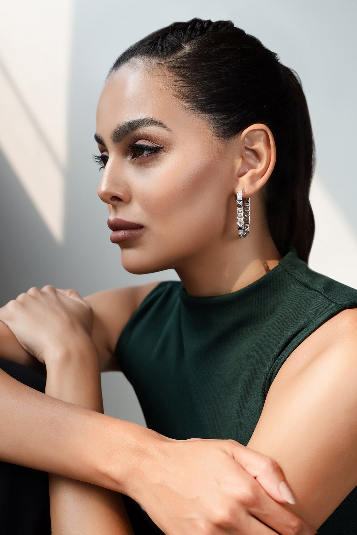 Willows Veil Embellished Hoops 
