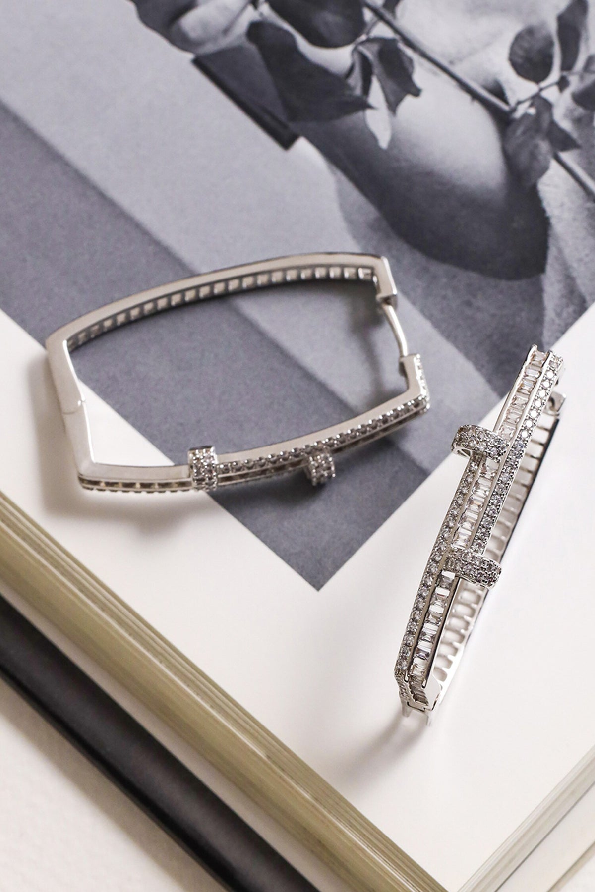 Dusk Fire Bar Pattern Embellished Hoops 