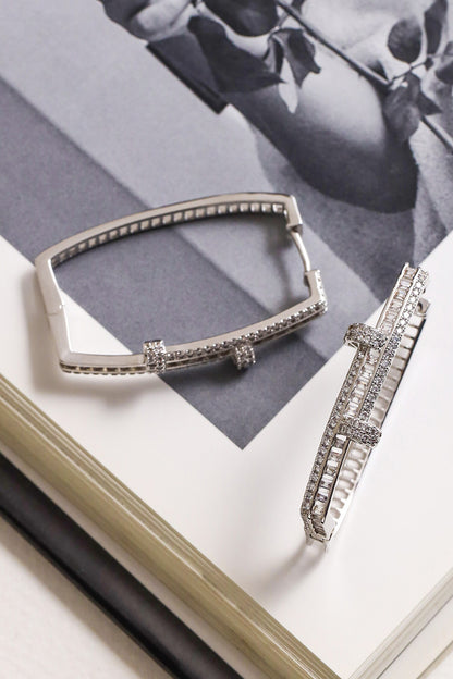 Dusk Fire Bar Pattern Embellished Hoops 