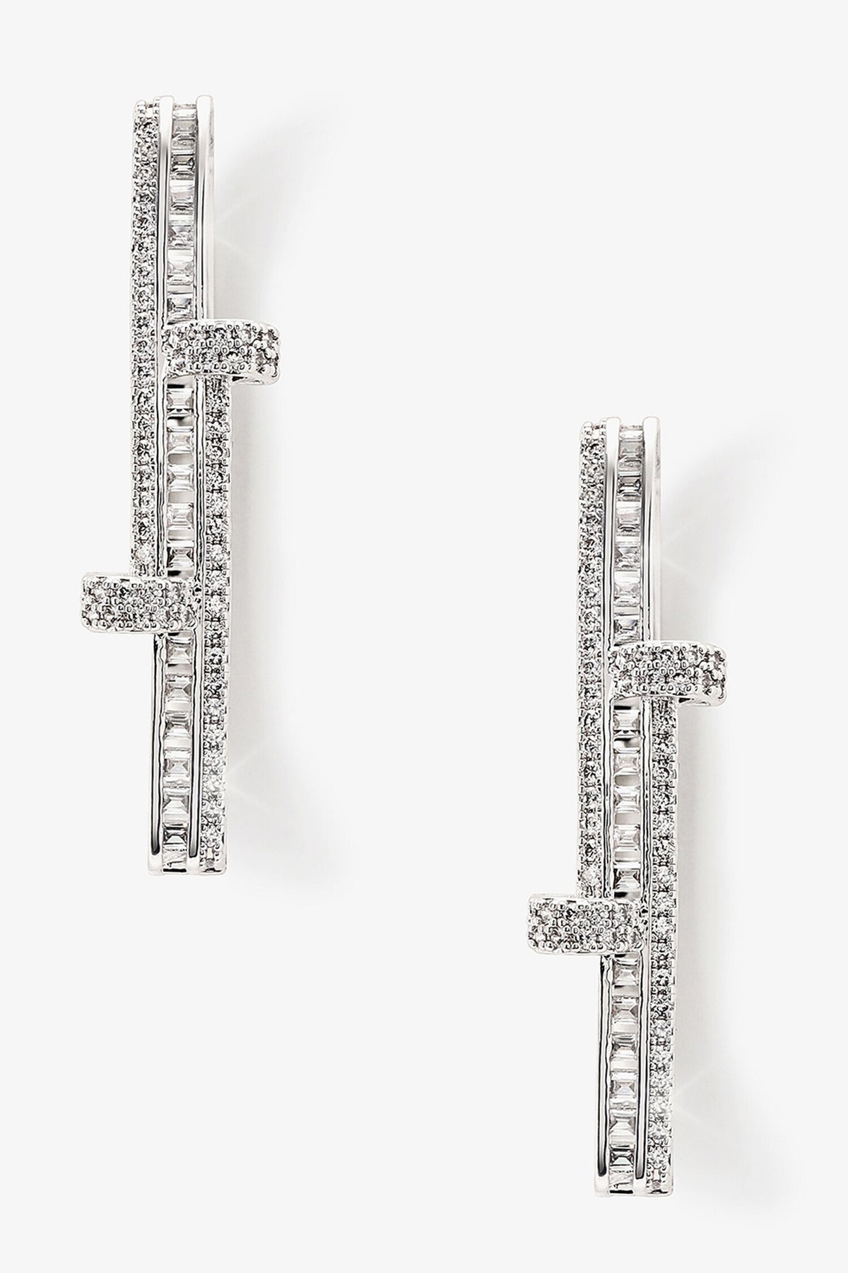 Dusk Fire Bar Pattern Embellished Hoops 