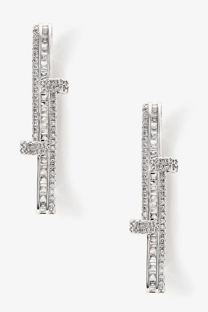Dusk Fire Bar Pattern Embellished Hoops 