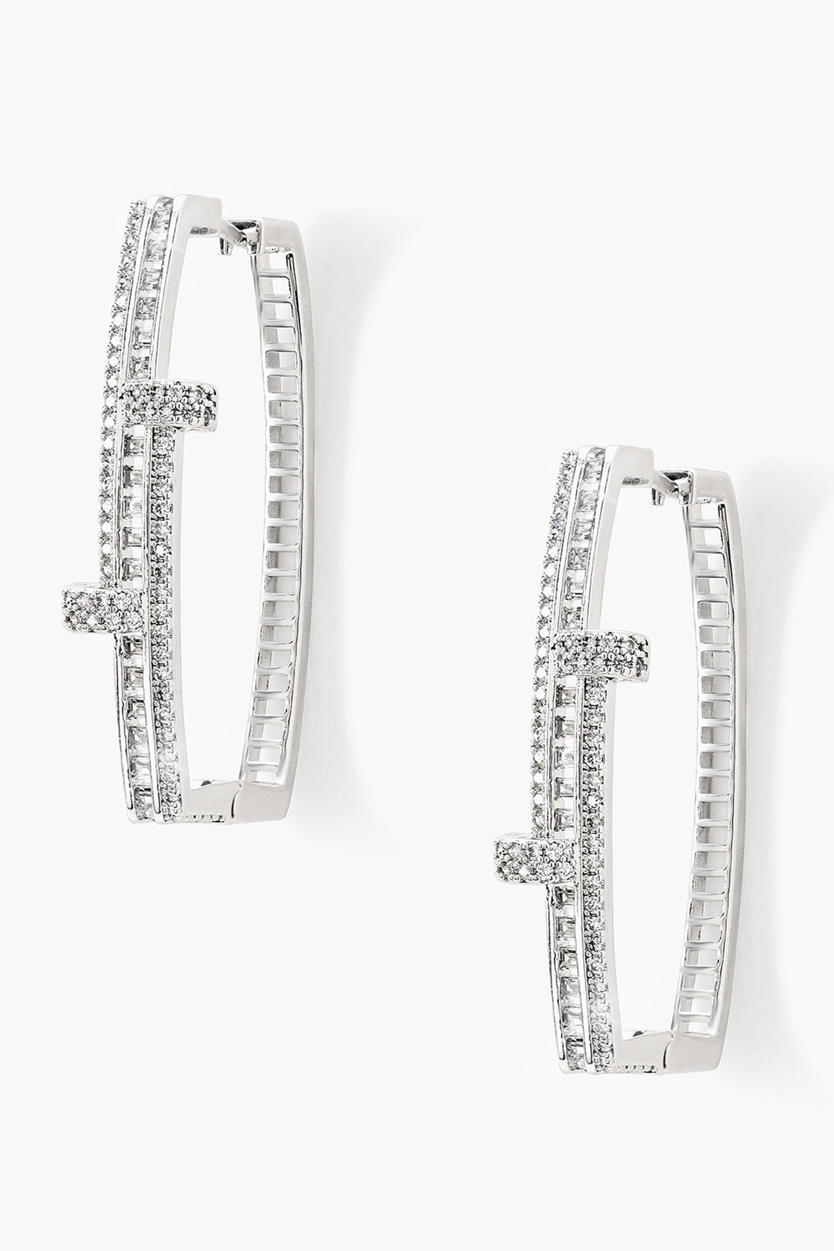 Dusk Fire Bar Pattern Embellished Hoops 