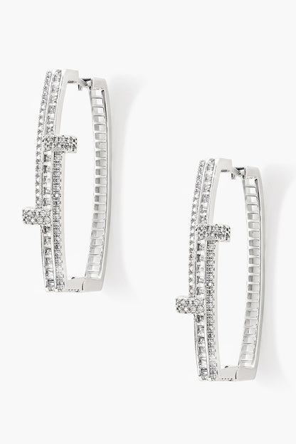 Dusk Fire Bar Pattern Embellished Hoops 