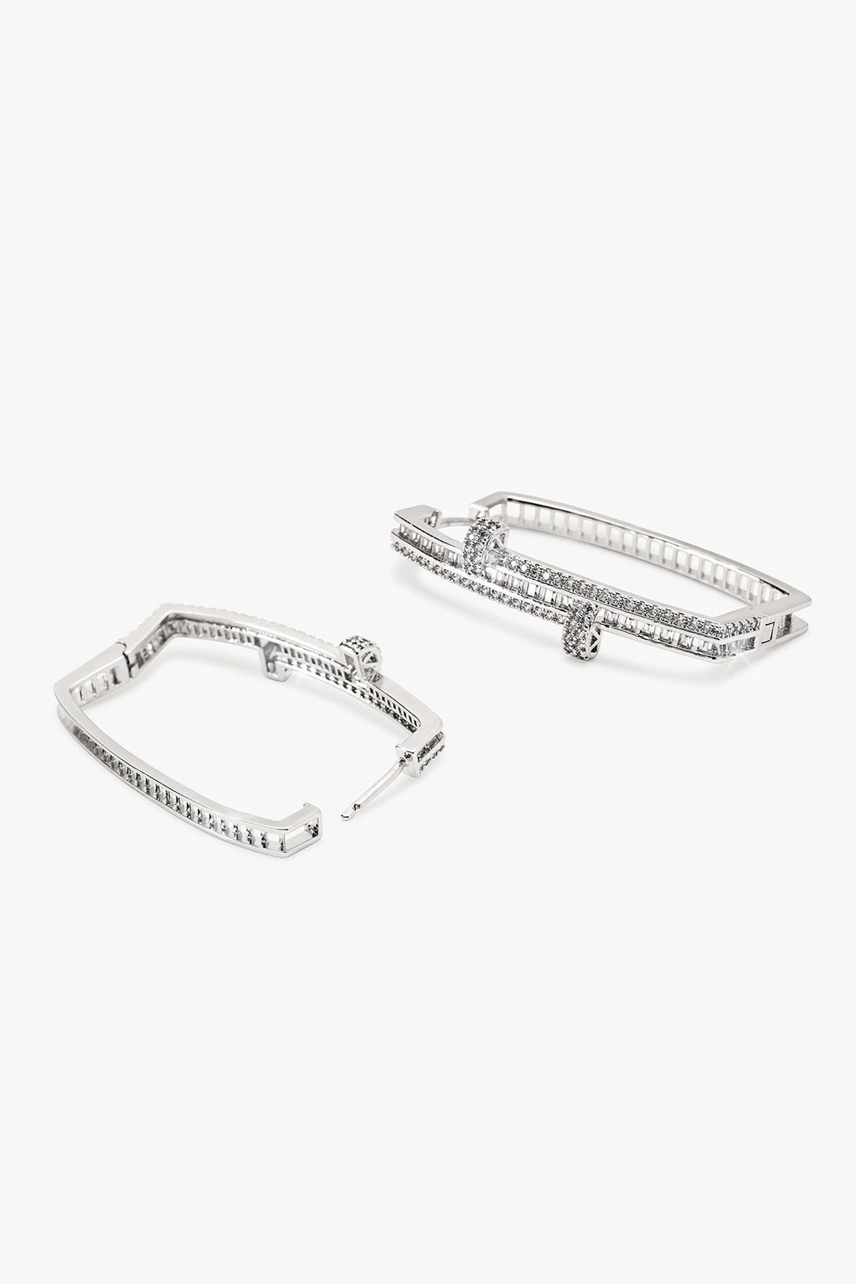 Dusk Fire Bar Pattern Embellished Hoops 