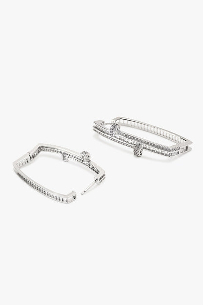 Dusk Fire Bar Pattern Embellished Hoops 
