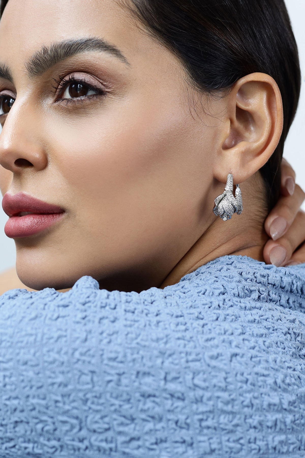 Monets Tulips Stone Embellished Hoops 