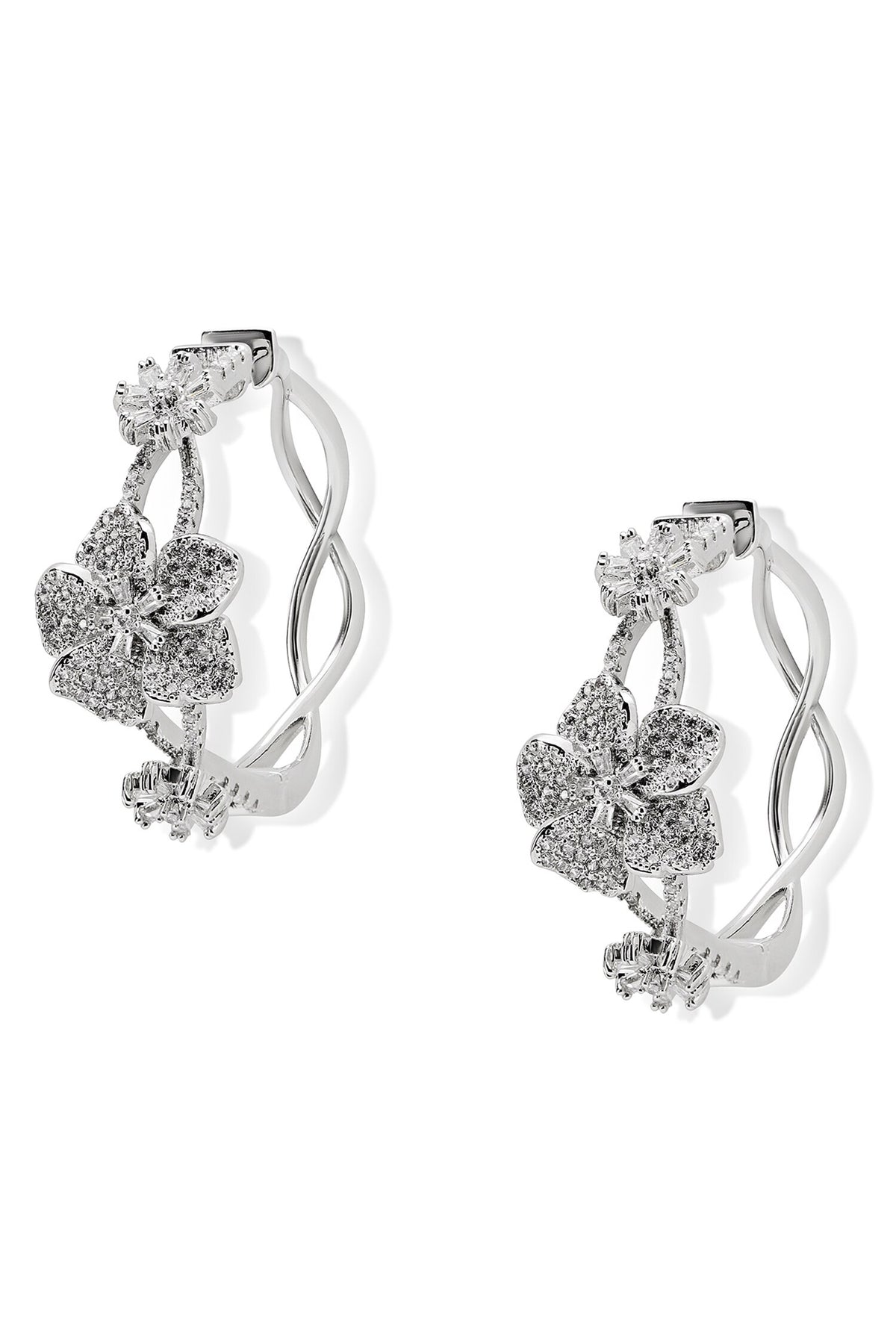 Moon Flowers Embellished Intervined Hoops 