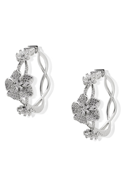Moon Flowers Embellished Intervined Hoops 