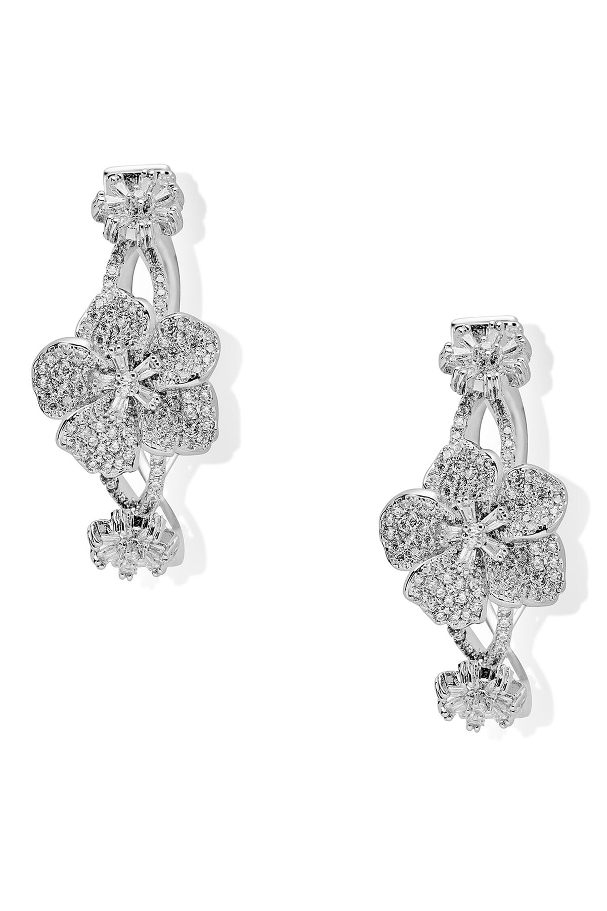Moon Flowers Embellished Intervined Hoops 