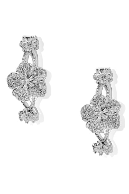 Moon Flowers Embellished Intervined Hoops 
