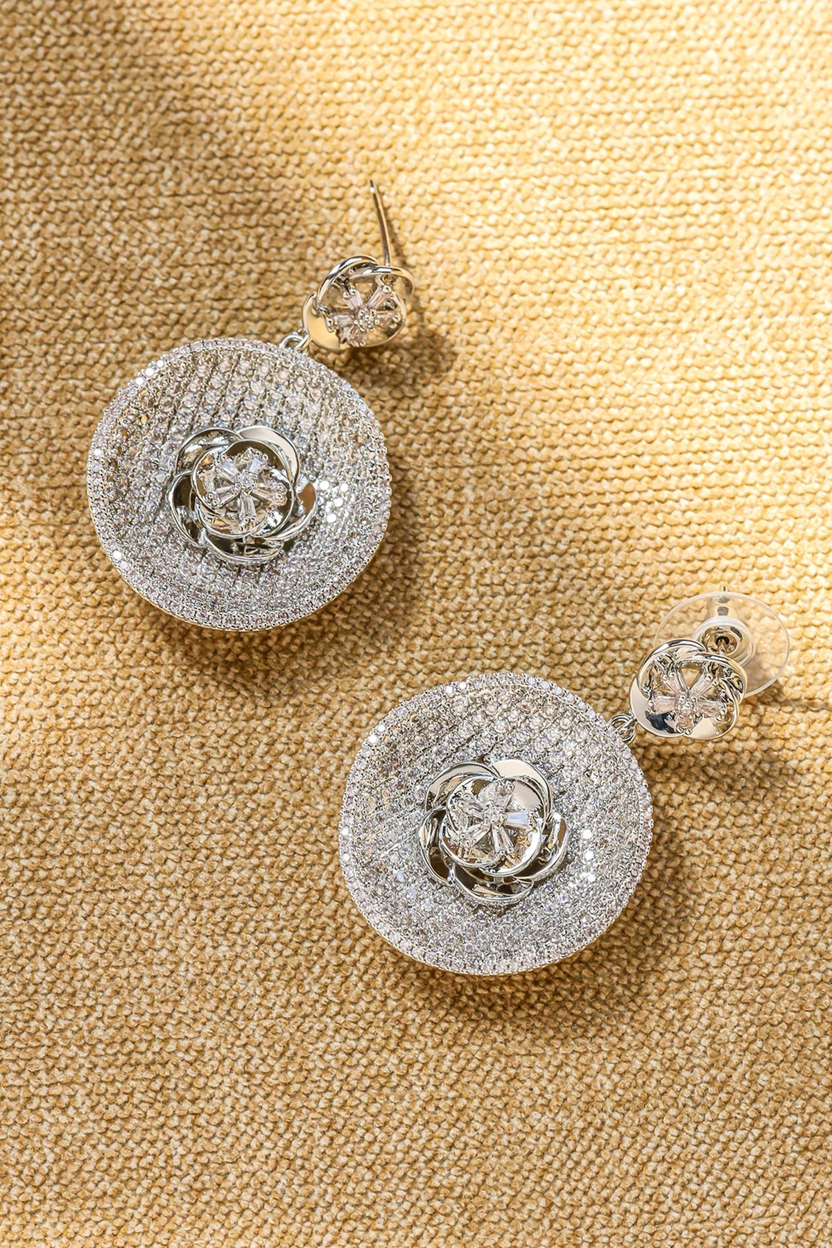 Lunar Umbra Round Embellished Earrings 