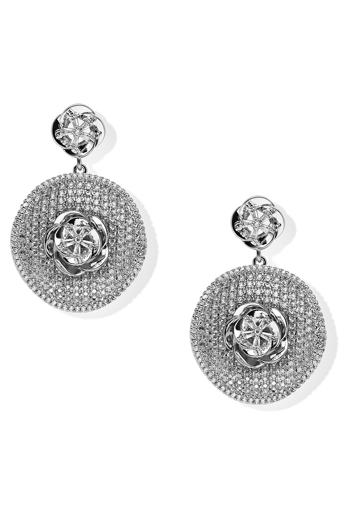 Lunar Umbra Round Embellished Earrings 