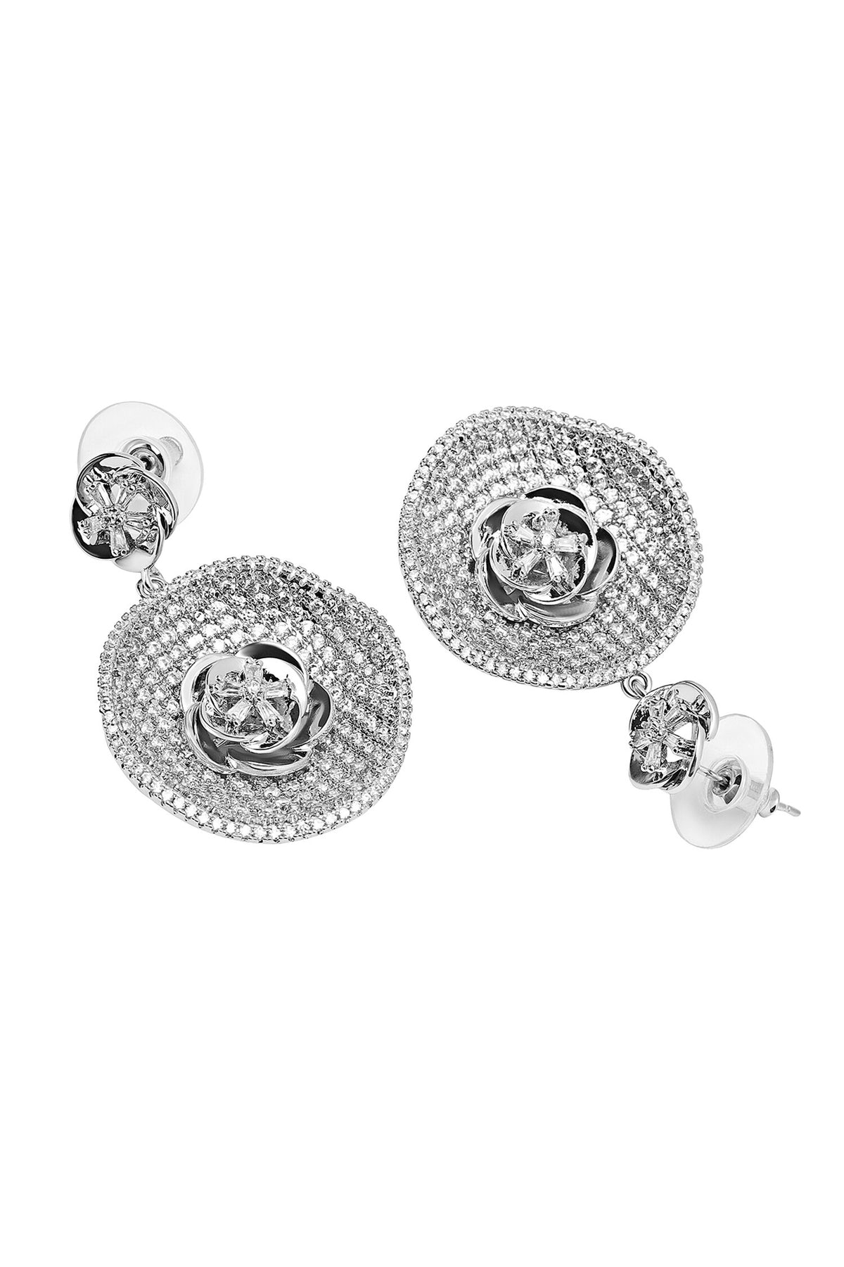 Lunar Umbra Round Embellished Earrings 