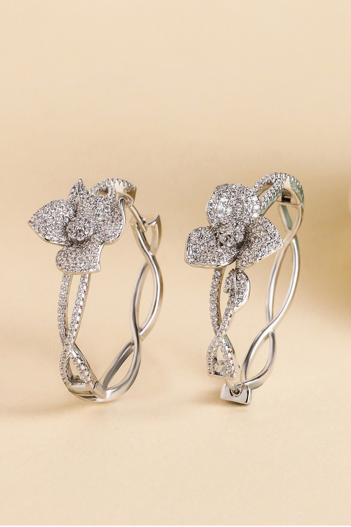 Hermias Heart Embellished Intervined Hoops 