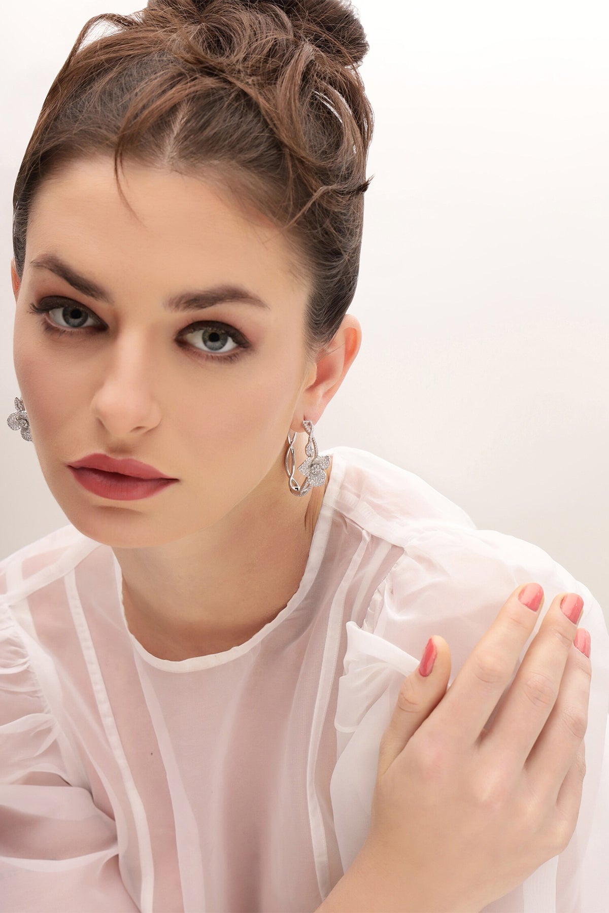 Hermias Heart Embellished Intervined Hoops 