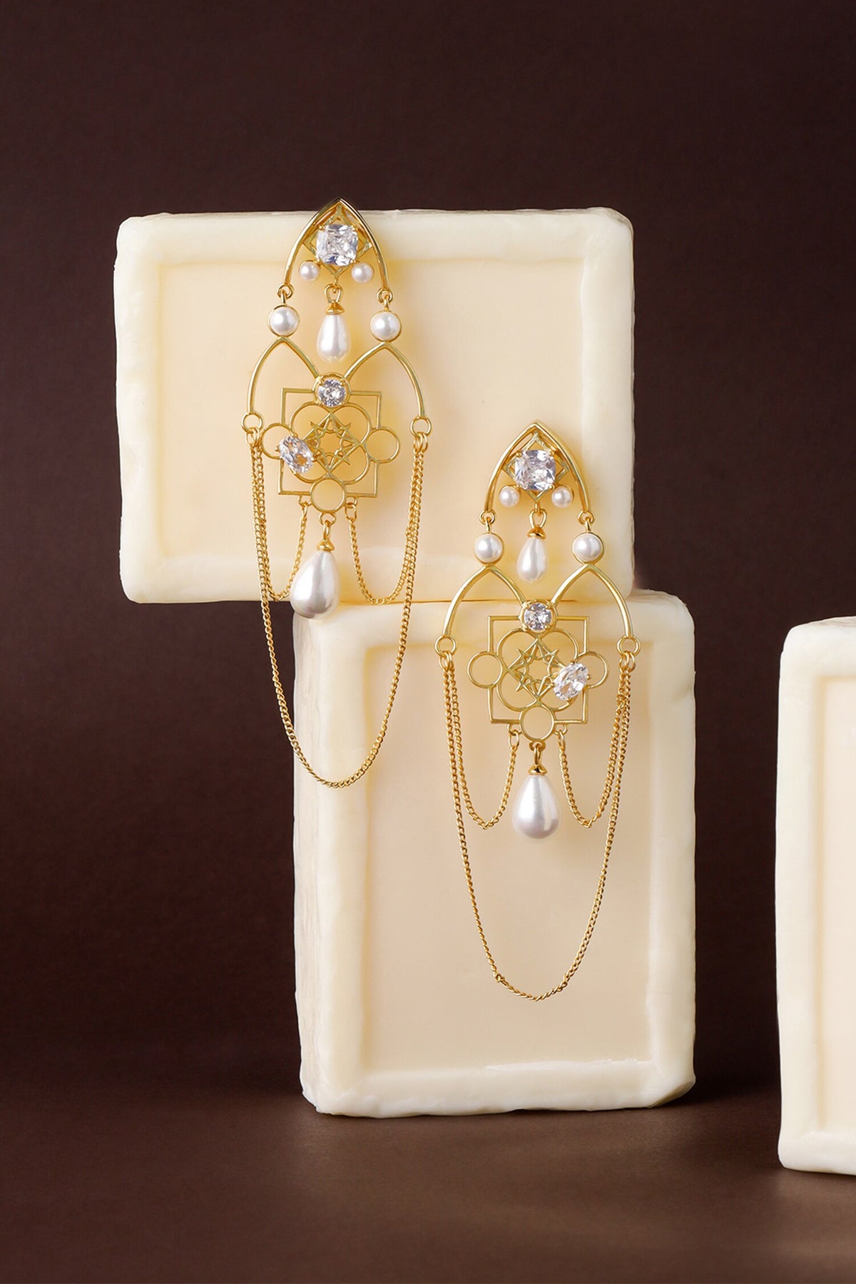 Ingress Floral Carved Cutwork Earrings 