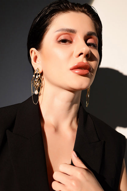 Ingress Floral Carved Cutwork Earrings 