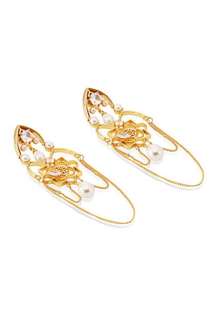 Ingress Floral Carved Cutwork Earrings 