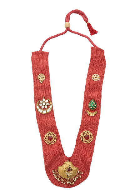 Natural Stones Embellished Long Necklace 