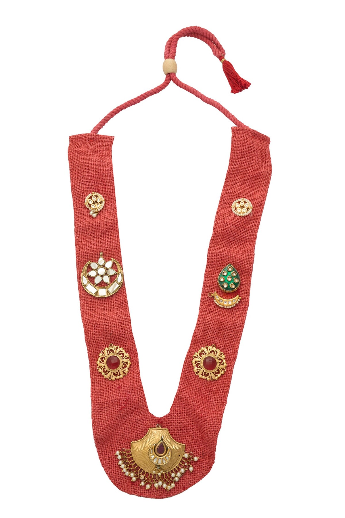 Natural Stones Embellished Long Necklace 