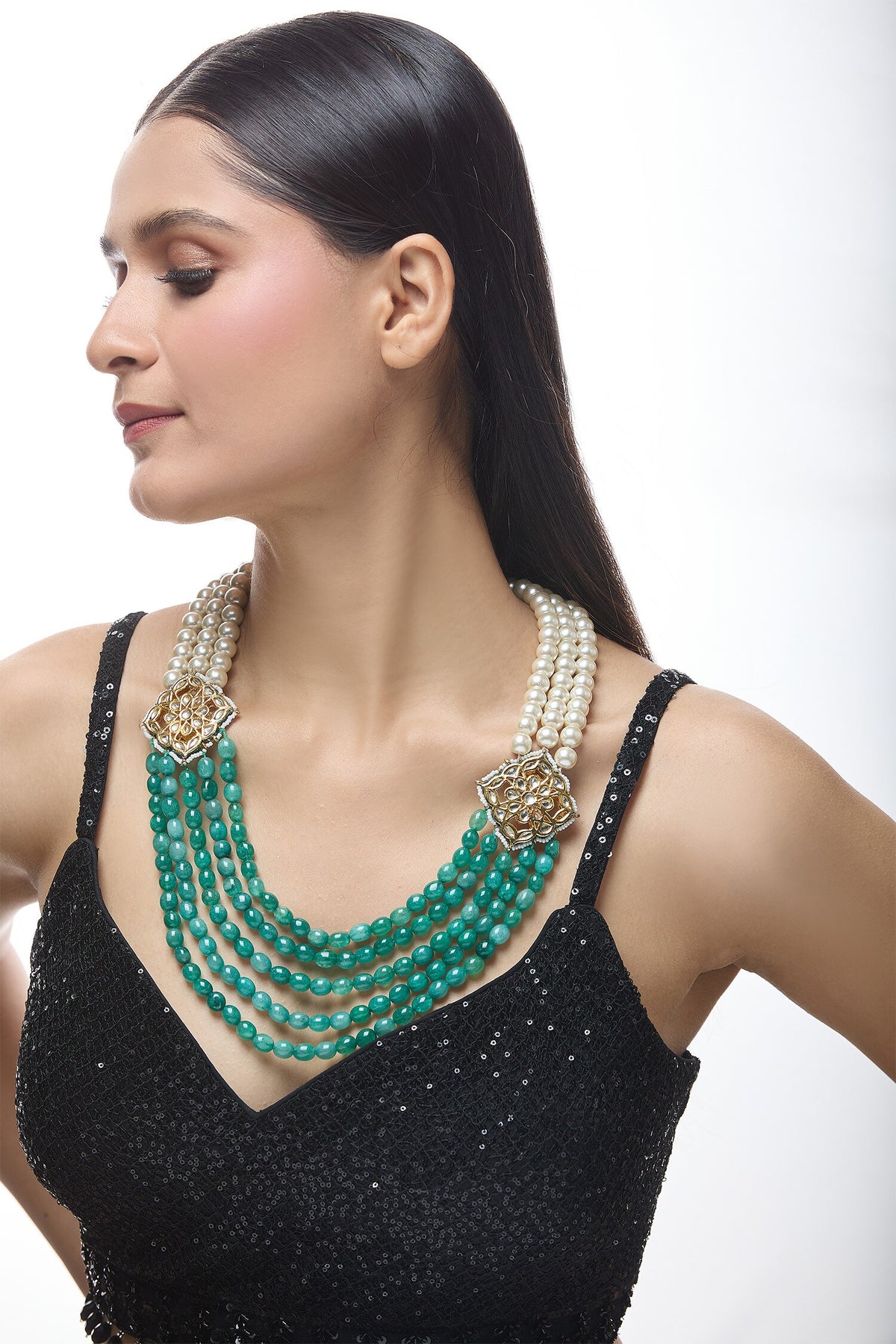 Layered Stone Work Necklace 