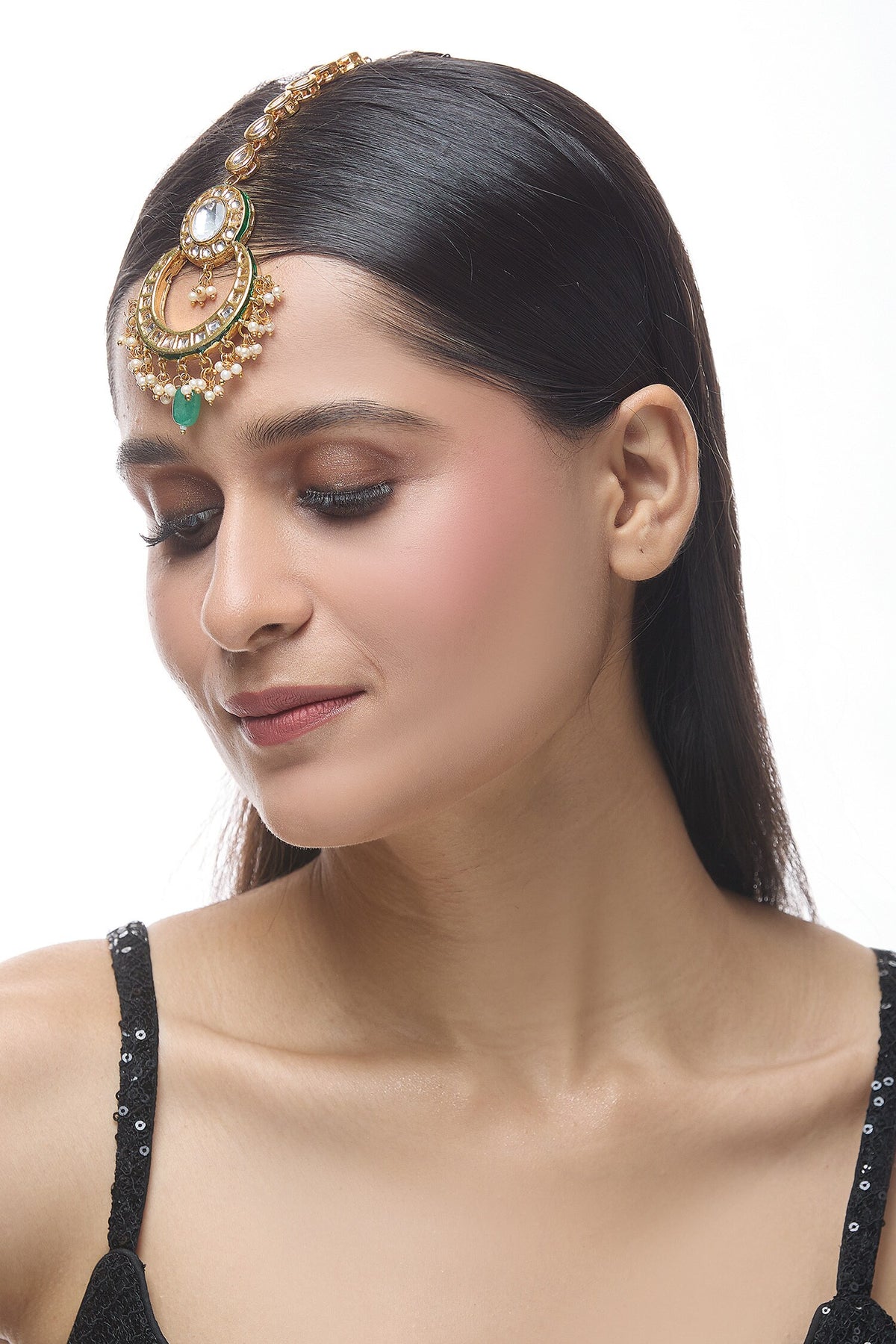 Crescent Moon Carved Maangtikka 