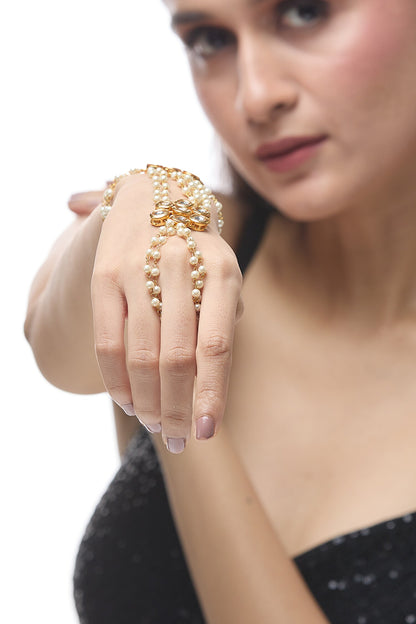 Pearl Layered Embellished Haathphool 