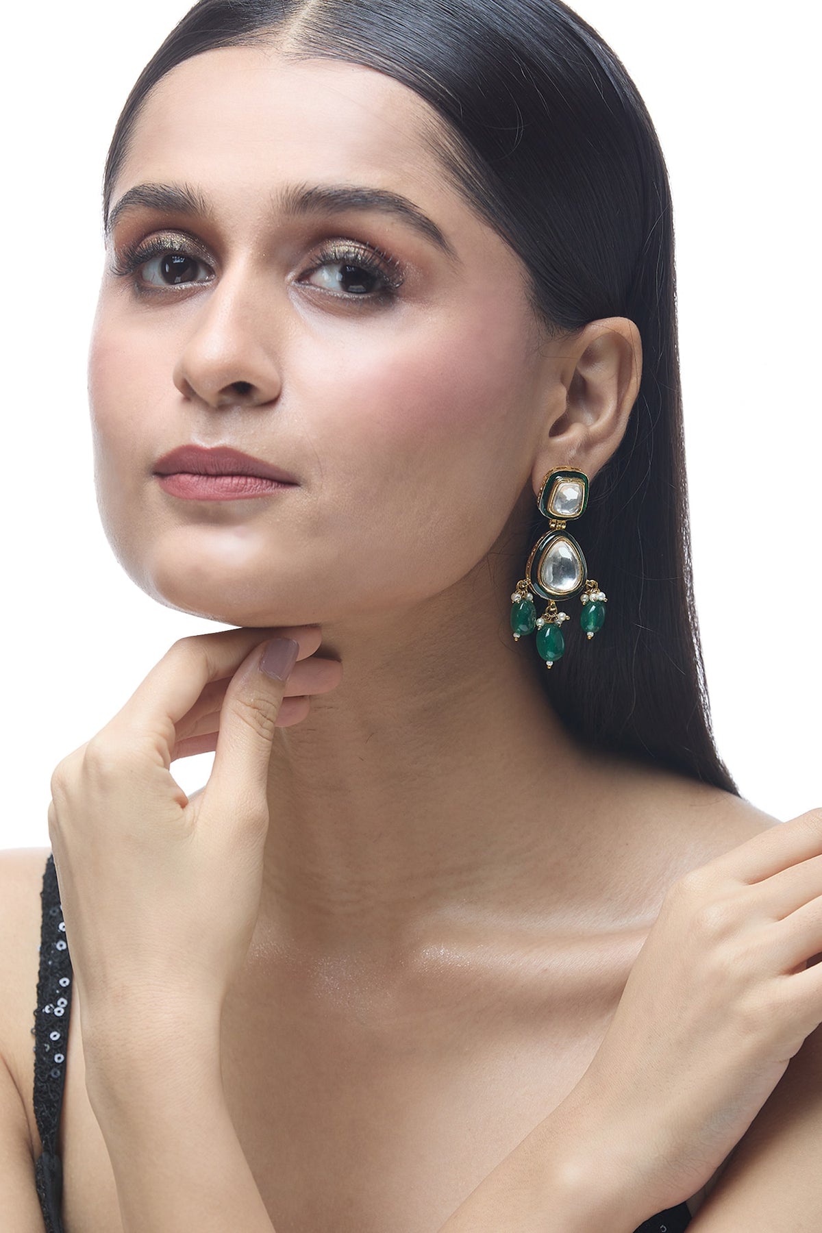 Natural Stone Embellished Earrings 