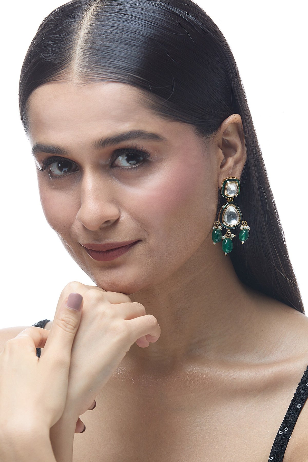Natural Stone Embellished Earrings 