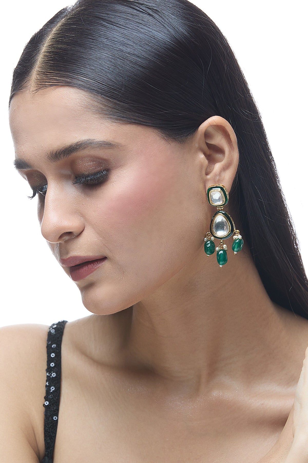 Natural Stone Embellished Earrings 