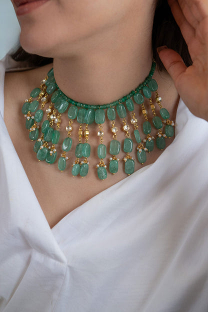 Natural Stone Embellished Choker 