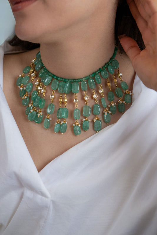 Natural Stone Embellished Choker 