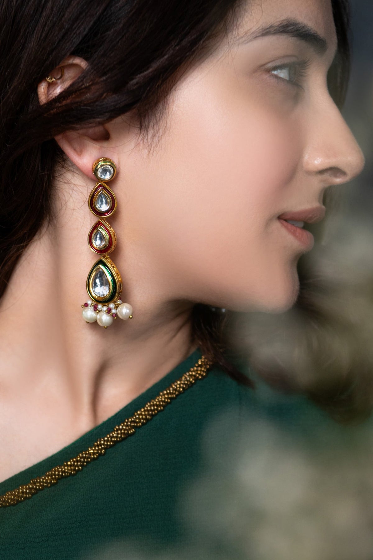 Tear Drop Carved Earrings 