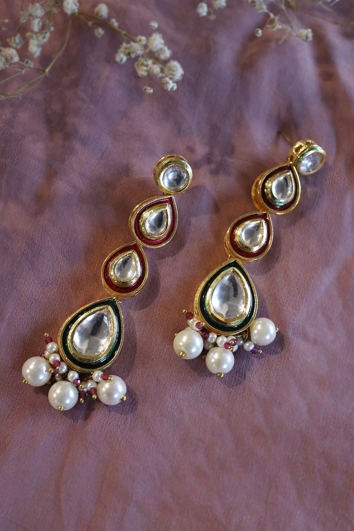 Tear Drop Carved Earrings 