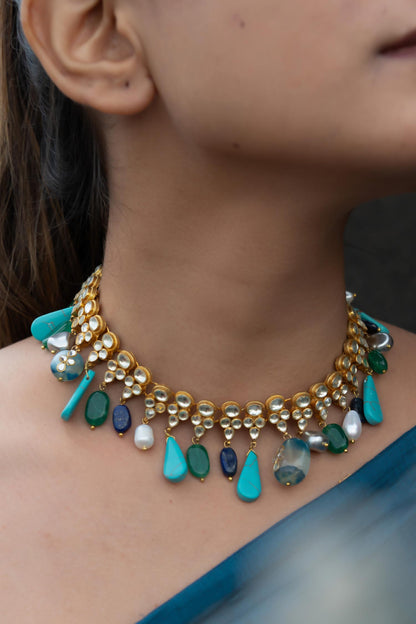 Gleaming Kundan & Stone Embellished Necklace 