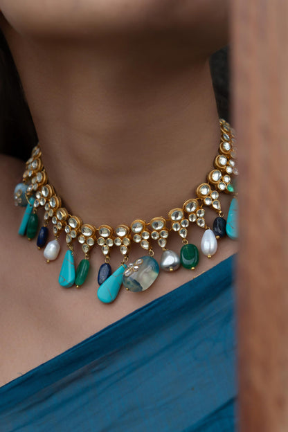 Gleaming Kundan & Stone Embellished Necklace 