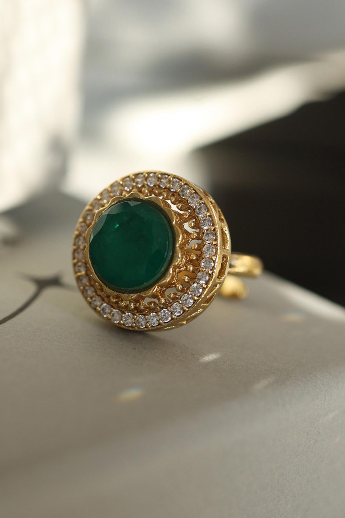 Double Stone Polki Ring 