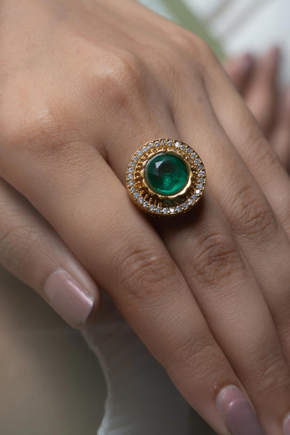 Double Stone Polki Ring 