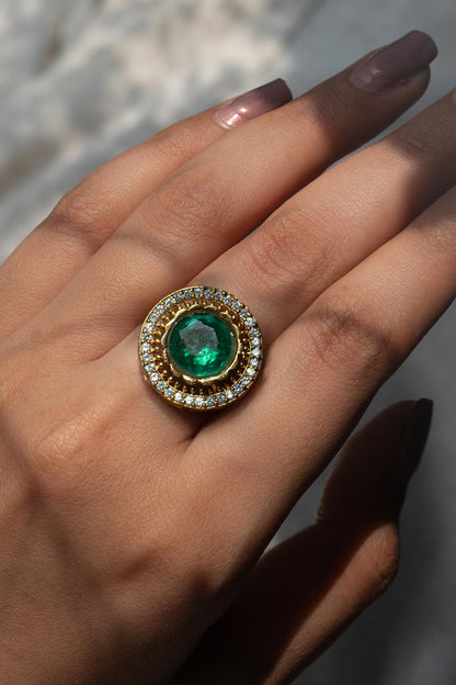 Double Stone Polki Ring 