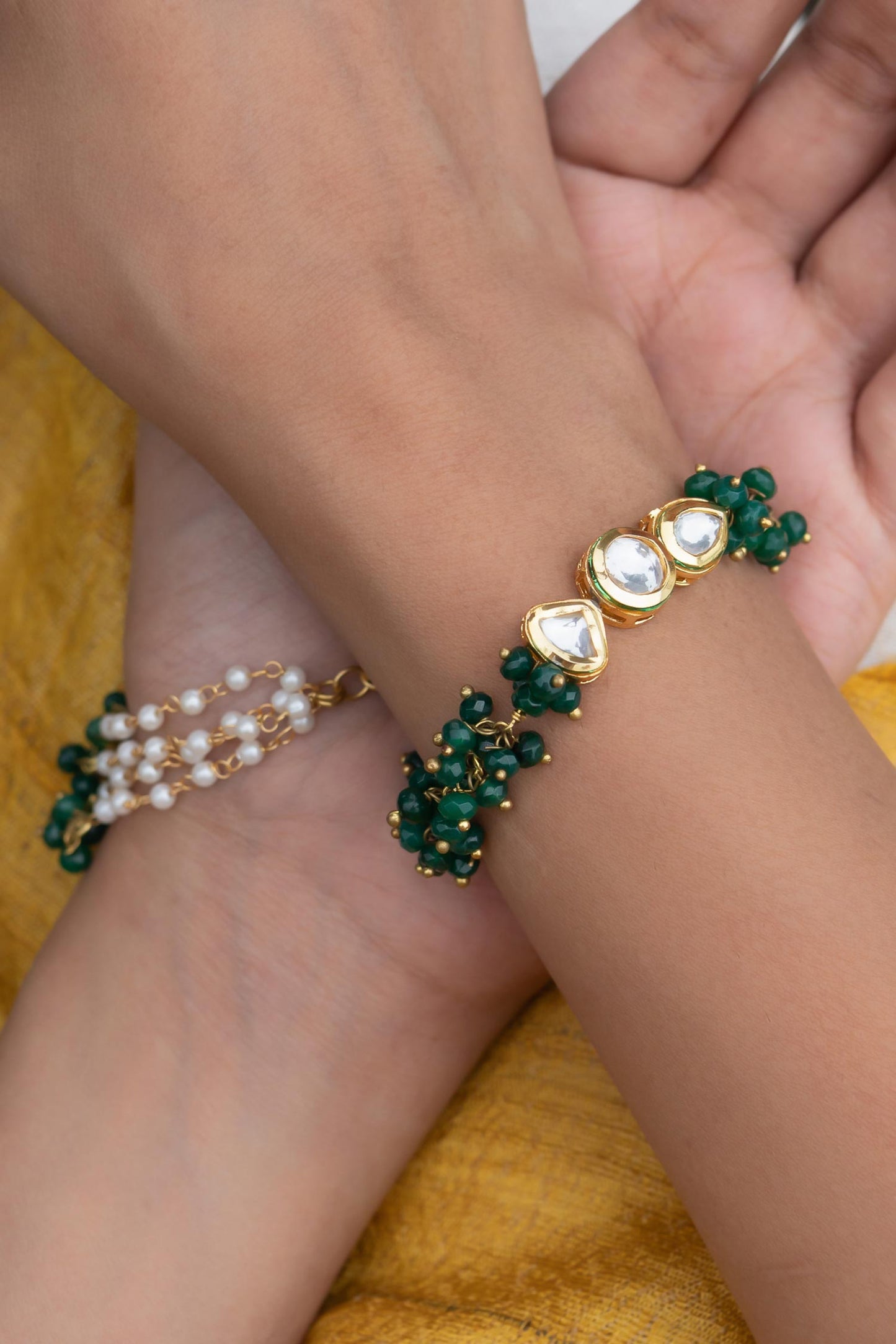Kundan & Onyx Embellished Bracelet 