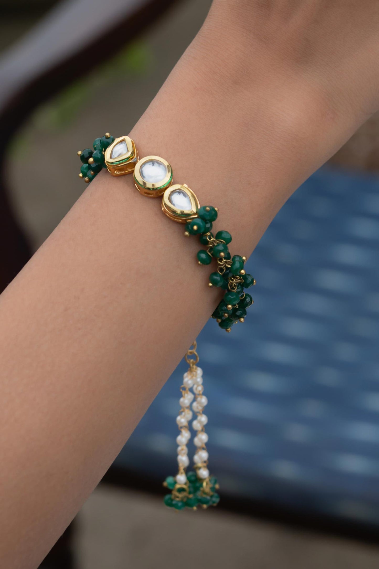 Kundan & Onyx Embellished Bracelet 