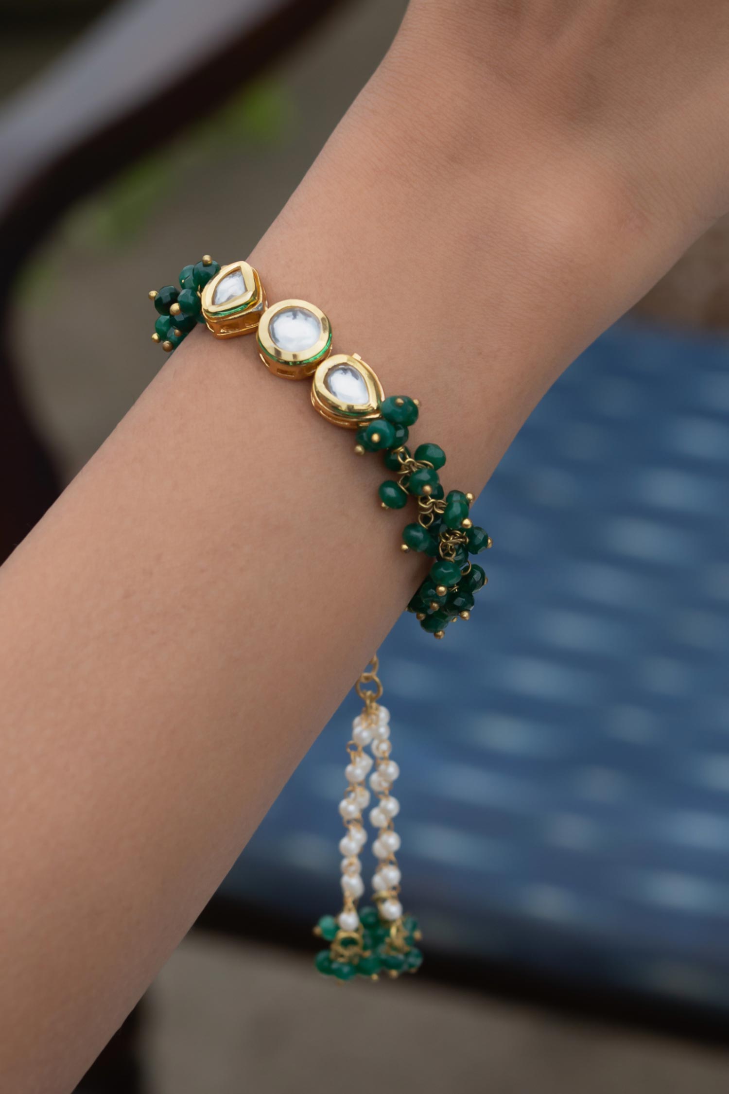 Kundan & Onyx Embellished Bracelet 