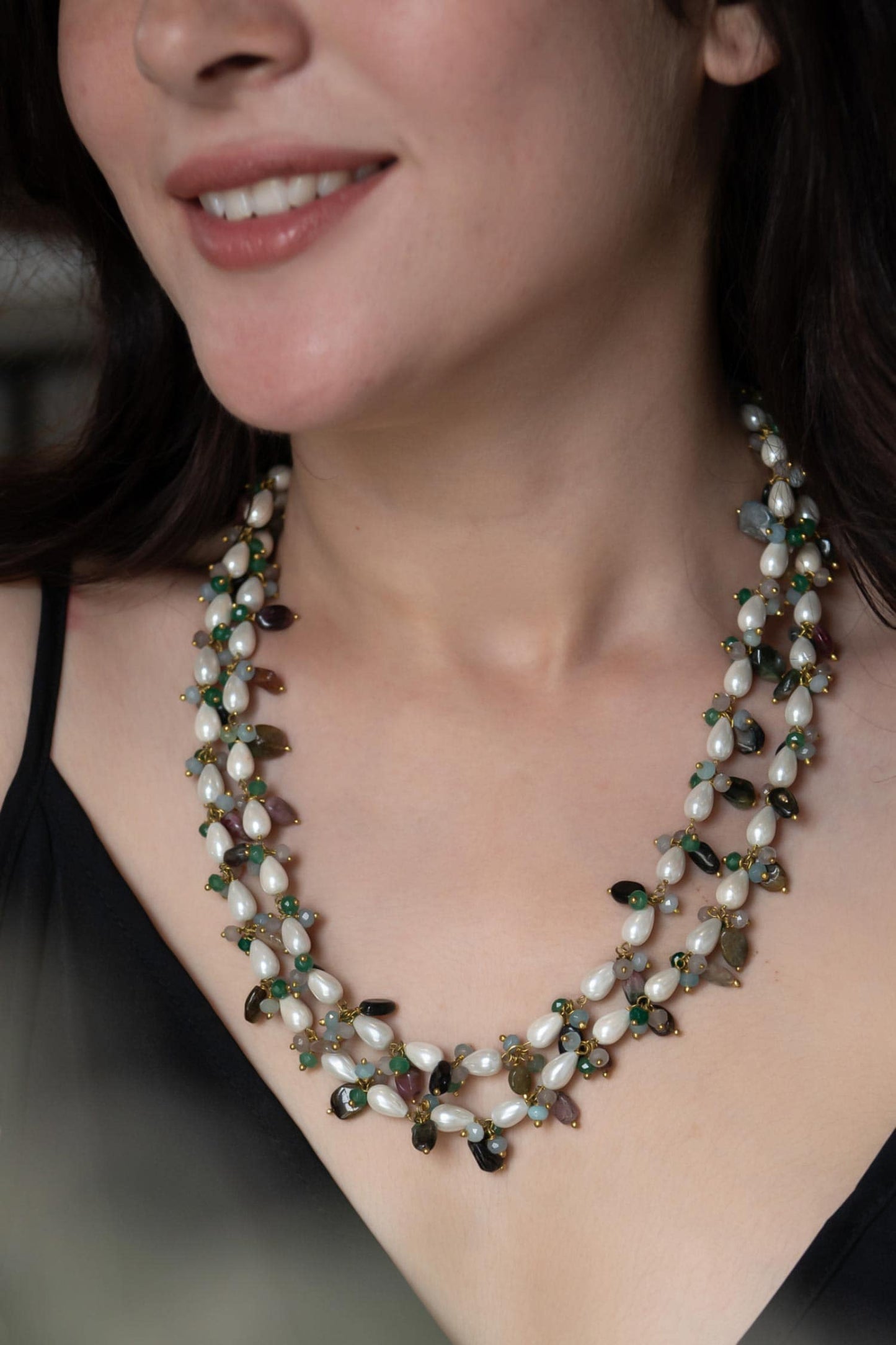 Baroque Pearl & Natural Stone Layered Necklace 