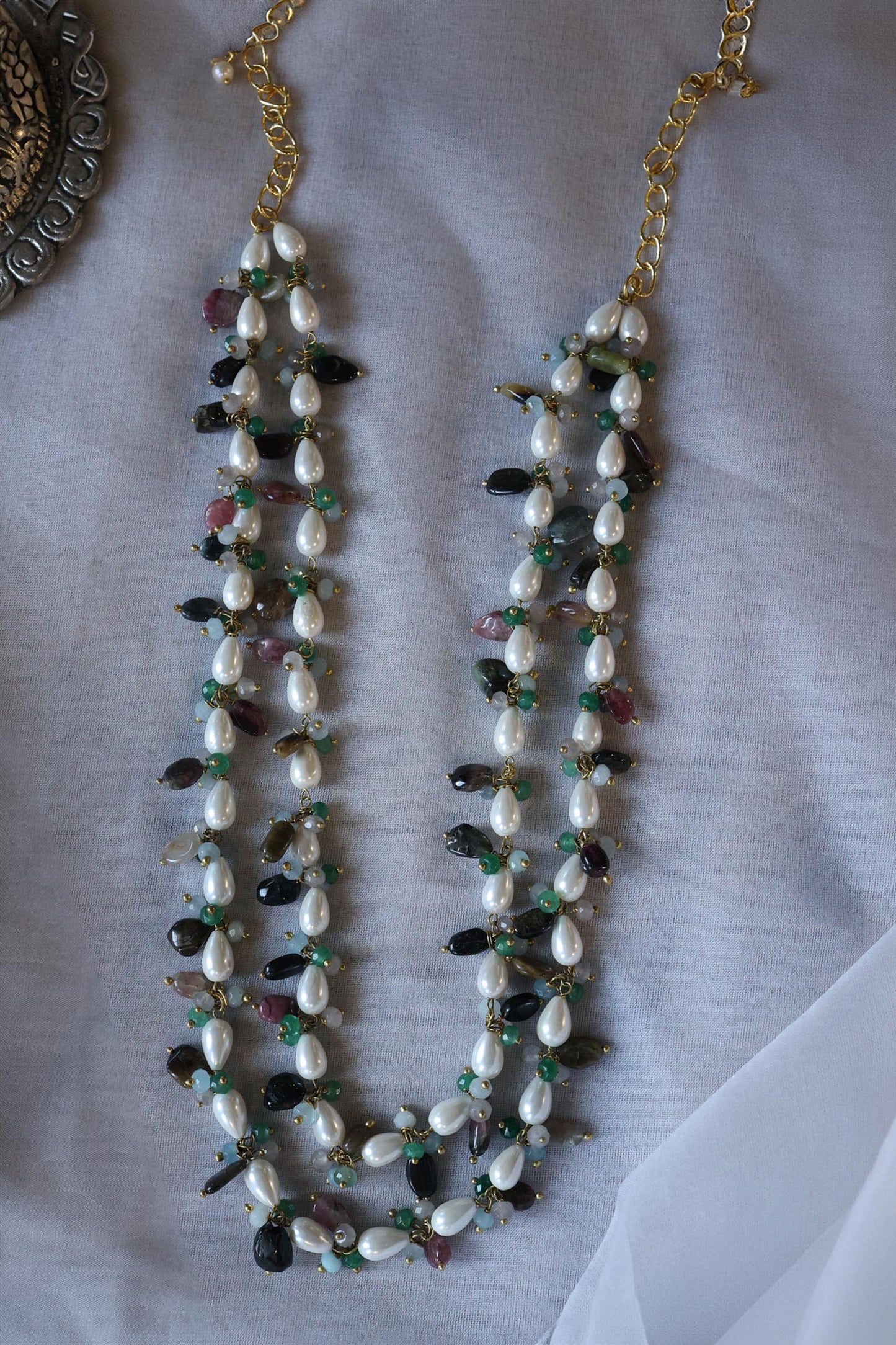 Baroque Pearl & Natural Stone Layered Necklace 