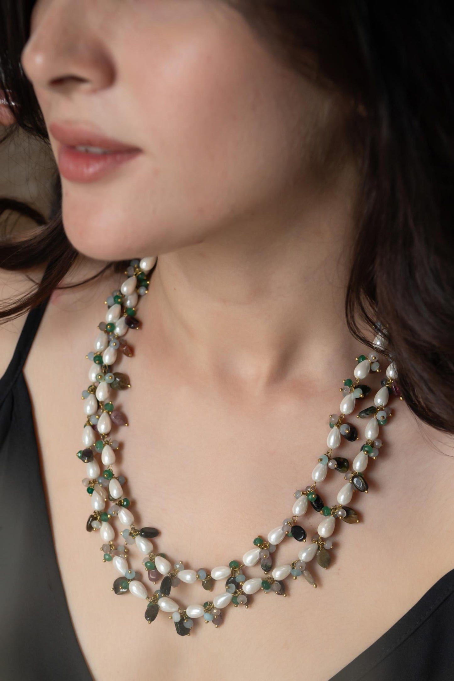 Baroque Pearl & Natural Stone Layered Necklace 