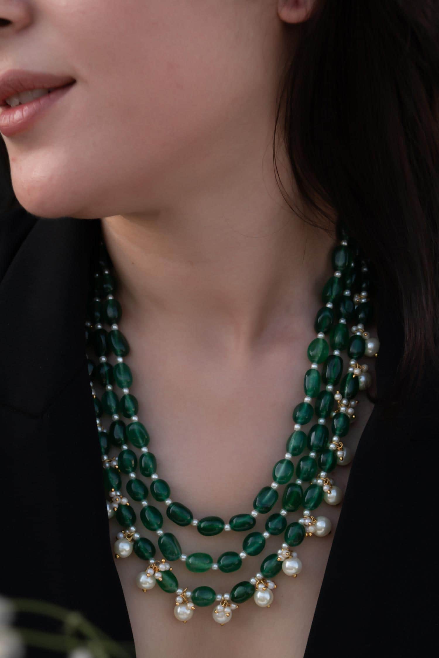 Pearl & Natural Stone Layered Necklace 