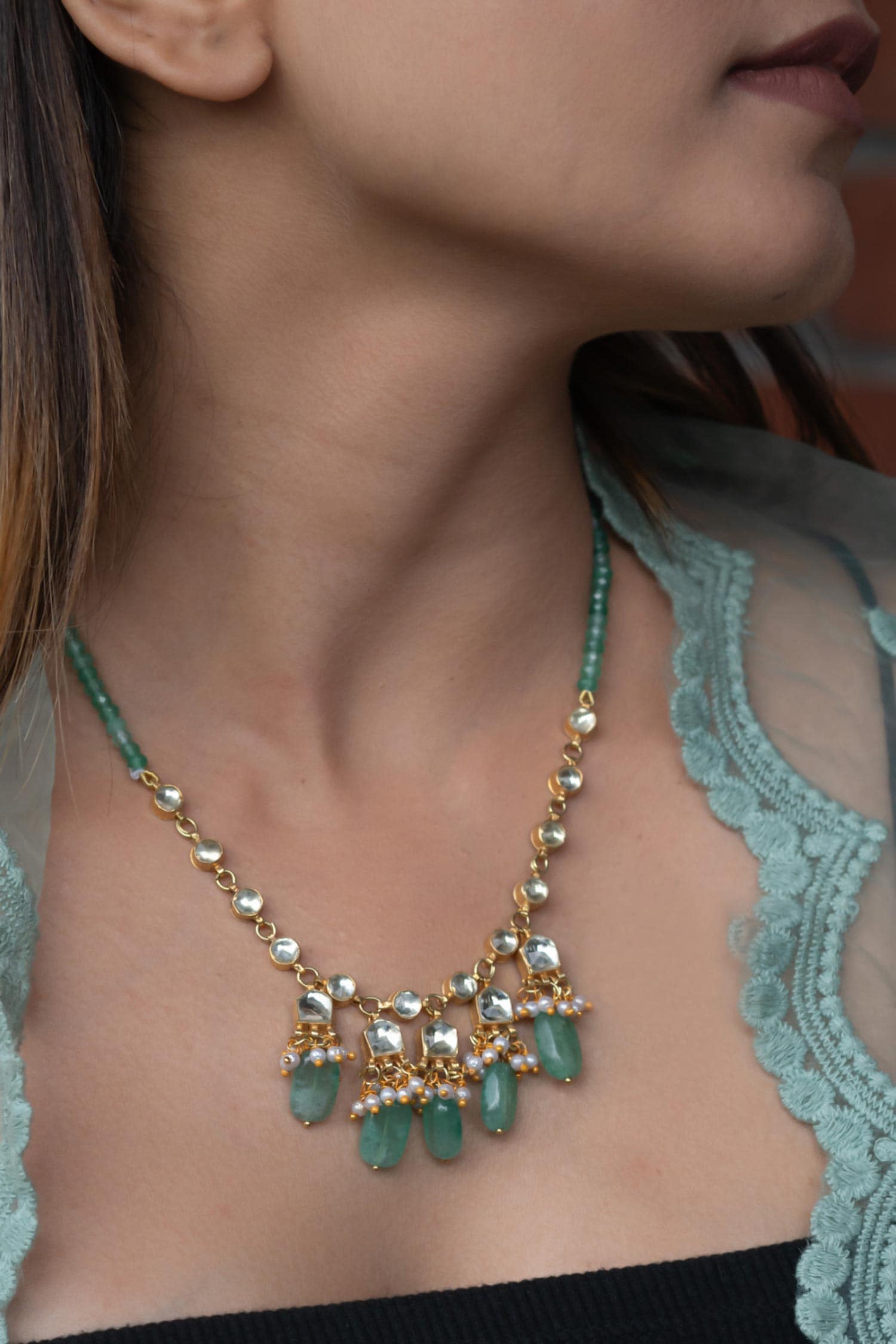 Glorious Kundan & Natural Stone Embellished Necklace 